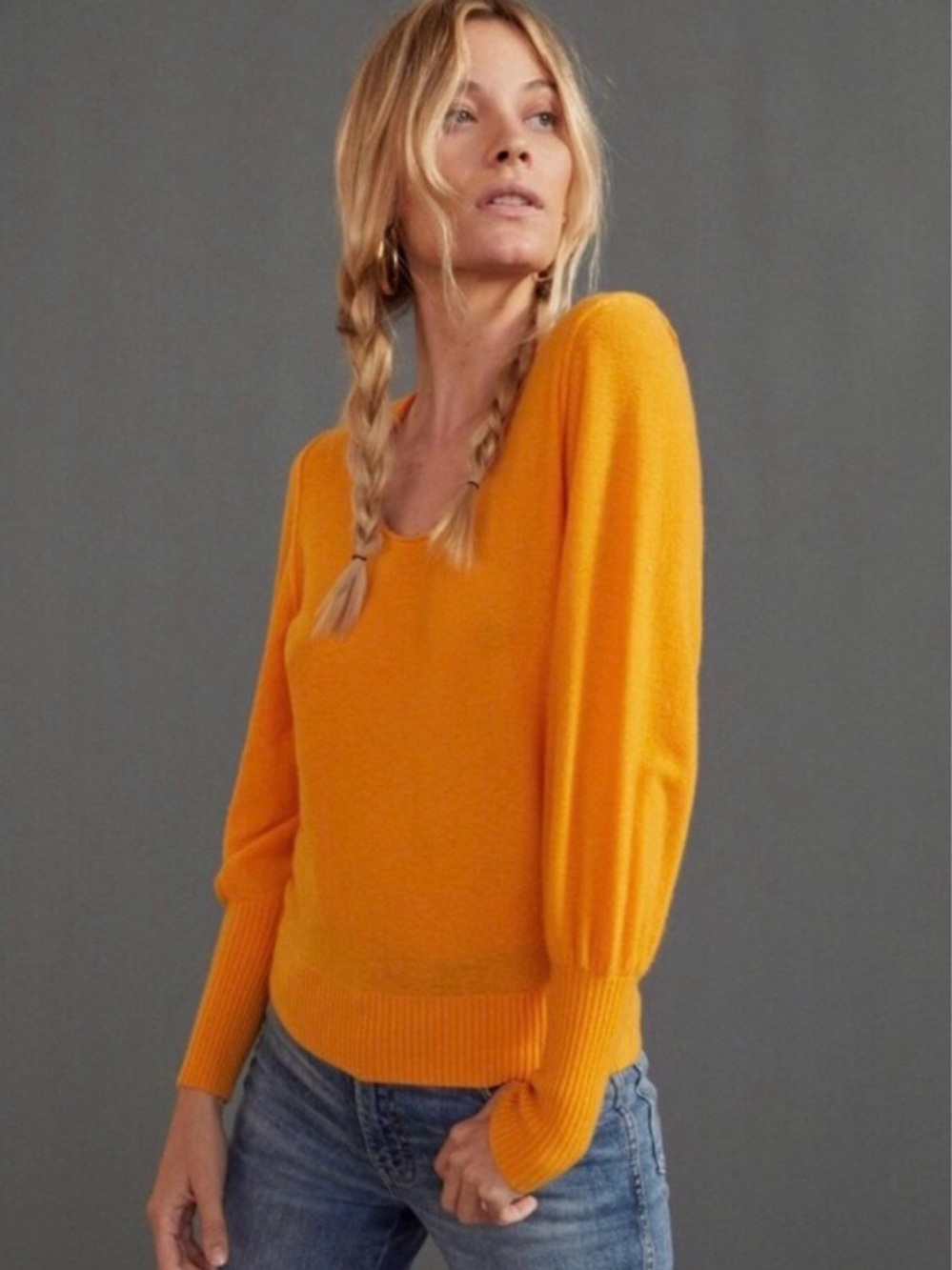 Anthropologie Maeve Bedford Cashmere Sweater Size XSP Orange - Picture 3 of 10